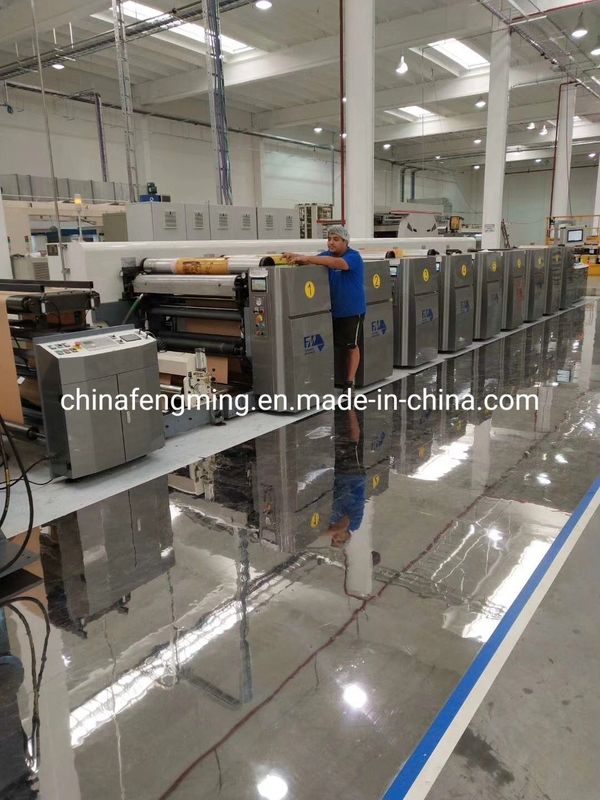 Kraft papierzak Flexo-drukmachine met 4 kleuren en 100 mm diameter webroller