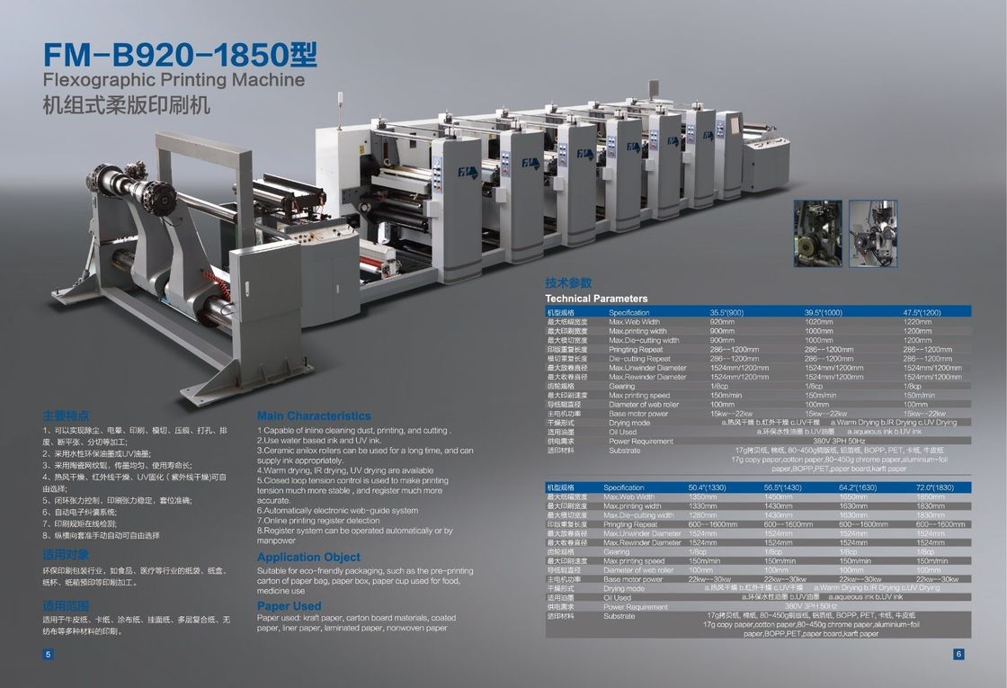 5 Kleurpapierpakket Flexodrukmachine met roterende letterpress-printerstructuur
